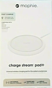 MOPHIE- Charge Stream Pad+ For Qi-Enabled Smartphones - White - 10W Fast Charge - Picture 1 of 5