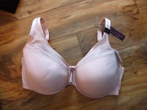 NWT- Curvy Couture Pink 1310 Sheer Mesh Plunge Push Up Underwire Bra size 40G - Picture 1 of 8