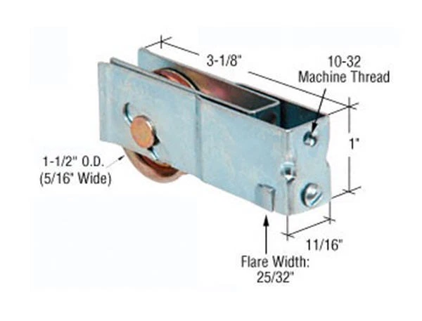 CRL 1-1/2" Steel Ball Bearing Sliding Glass Door Roller With 11/16" Wide Housing - Image 1 of 1