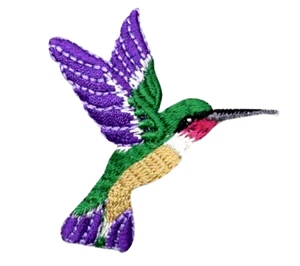 HUMMINGBIRD SMALL DARK RIGHT IRON ON PATCH 1 1/4 X 1 1/4 inch - Picture 1 of 1