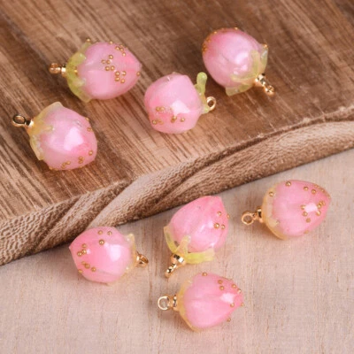 Cuentas colgantes sueltas de resina plástica acética con forma de melocotón fresa de 11 mm 2 piezas Foto 1 de 2