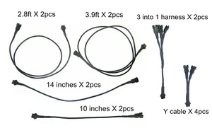 Kit divisor de 3 vías cable de extensión negro de 4 tamaños para luces LED de motocicleta - Imagen 1 de 12
