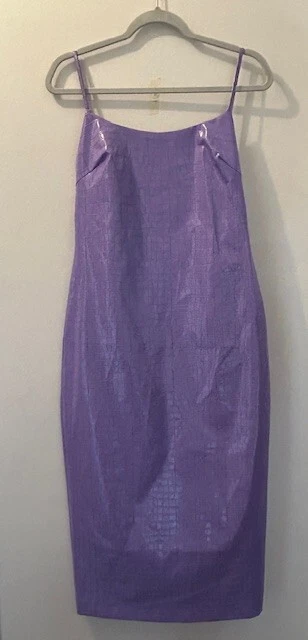 Vestido midi Free People Bardot Helena púrpura con correa de cocodrilo forrado de cuero vegano nuevo con etiquetas M Foto 1 de 4