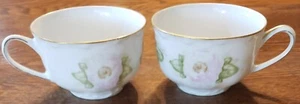 2 Tea Cups Hutschenreuther Gelb (Selb)LHS Bavaria Germany PINK FLOWER Gold Gild - Picture 1 of 12