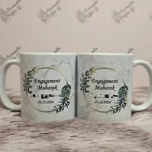 Personalised Engagement Mugs For Mr & Mrs 'Set Of 2' Bride & Groom Gift Islamic - Picture 1 of 1