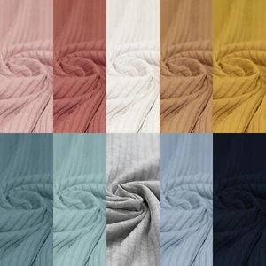 Wide Drop Needle Rib Jersey, Stretch Fabric, Plain Cotton Lycra, 10 Colours - Picture 1 of 11