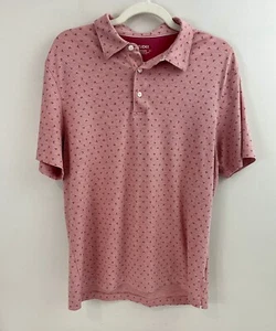 Untuckit Polo Shirt Mens Medium Pink Williams Geometric Short Sleeve Preppy - Picture 1 of 7