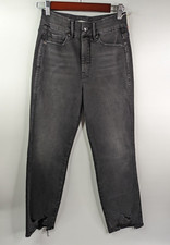 Good American Womens Straight Leg Black Distressed Denim Size 4/27
