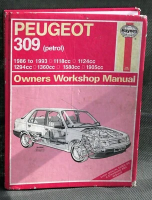 HAYNES WORKSHOP MANUAL PEUGEOT 309 PETROL ENGINE 1986-1993 HARD BACK BOOK - Image 1 of 3