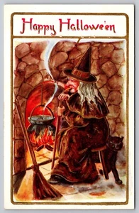 Halloween Postcard Whitney Series WH43 Witch Brewing Spells - Picture 1 of 2