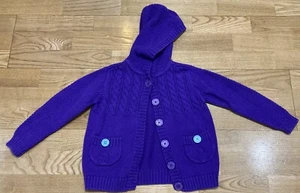 Girl's Hanna Andersson Dark Purple Cardigan Size 110 5 EUC - Picture 1 of 5