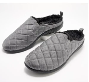 Revitalign Dr. Nick Slippers Gray Men Size 9 EE Fleece Lined Quilted NEW IN BOX - Picture 1 of 5