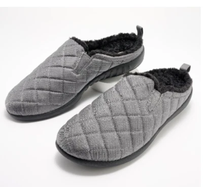 Revitalign Dr. Nick Slippers Gray Men Size 9 EE Fleece Lined Quilted NEW IN BOX - Image 1 of 4