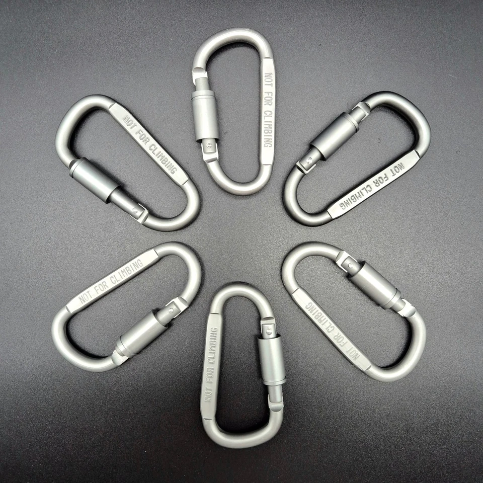 Schnapphaken Karabinerhaken Karabiner 6x Alu Schraubverschluß Feuerwehr Silber - Bild 1 von 1