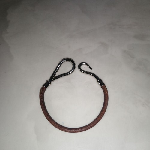 HERMÈS Bracciale Hermes pelle marrone gancio ottimo usatoto argen senzala sca