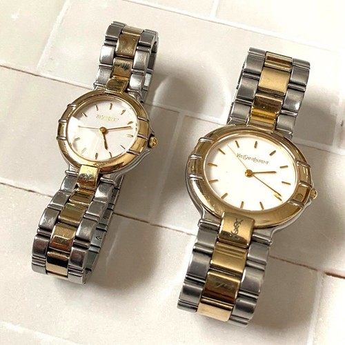 SAINT LAURENT (YSL) Yves Saint Laurent GN 4 S coppia orologi al quarzo usati batteria necessari non funzionanti