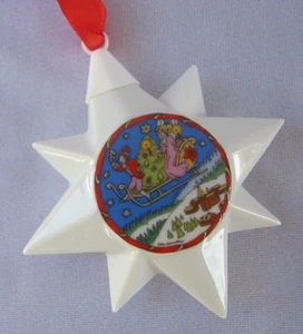 Hutschenreuther 1994 Navidad Porcelana Estrella Ornamento Paseo en Trineo Alemania - Imagen 1 de 12
