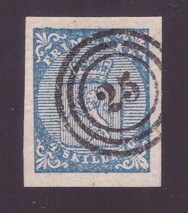 Norvegia n.1 - 4 Skilling blu 1855 ampio lusso chiaro NS "25" Bergen - Foto 1 di 2