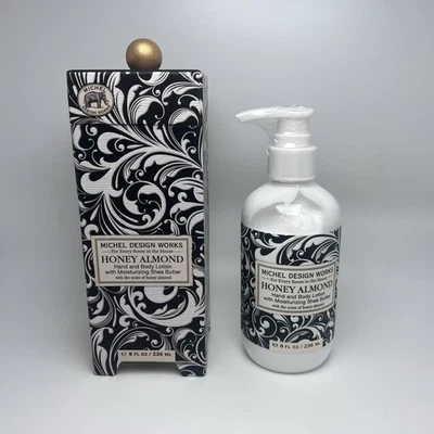 手部及身体乳液 Michel Design Works 蜂蜜杏仁 8 盎司。 -全新带盒密封 — 第 1/4 张图片
