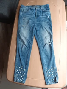 Tolle Used-Jeans Stretch mit Perlen von Zara in Gr.40 - Bild 1 von 2