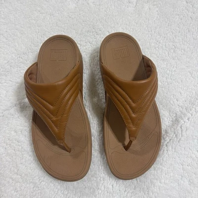 Sandalias FitFlop Walkstar de cuero con puntera color tostado claro talla 8 sandalia cómoda Foto 1 de 4
