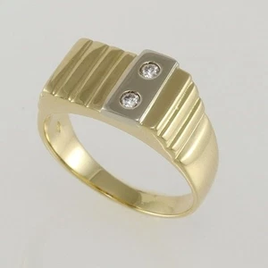 Anello Uomo, Oro giallo e bianco 18 Kt - gr 8,10 con Zirconi bianchi - Foto 1 di 4