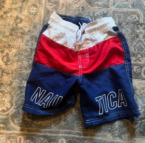 Nautica Red White and Blue Stripped Swim Shorts Boys 5T - Picture 1 of 1