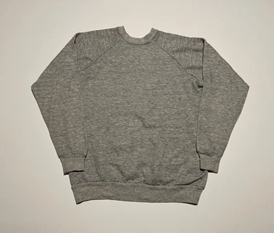 Sudadera Raglán Cuello Redondo Vintage Años 80 Gris Tri Mezcla EE. UU. Grande Años 70 Sears Foto 1 de 4