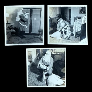 Vintage 1930s Christmas Small B&W Photo Lot Dad Father As Santa Claus Saint Nick - Picture 1 of 7