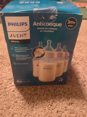 Philips 4pk Clear 11oz Anti-Colic Baby Bottles with 3m+ Flow Nipples SCY106/04 - Image 1 of 4