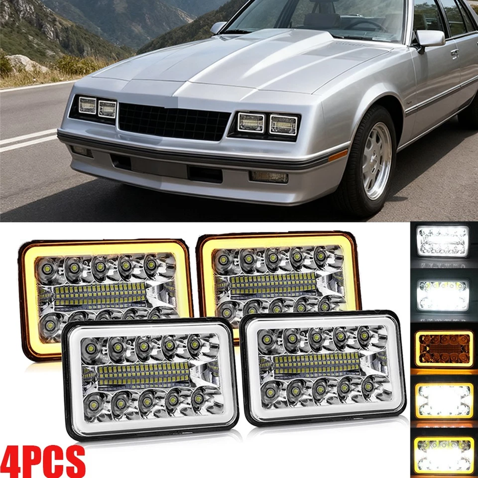 4PCS 4x6" LED Headlights Hi/Lo Sealed Beam DRL For 1977-1986 Chevrolet Caprice — 第 1/4 张图片