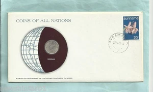 #D55. STAMPED ENVELOPE & COIN - SURINAM - Bild 1 von 2