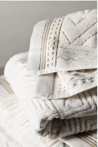 Anthropologie Windstream Hand towels Set of 4 Cotton Grey Montif - Picture 1 of 9