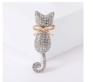 Cat Pin brooch Fashion Jewelry FAST Free Shipping rhinestone - Picture 1 of 2