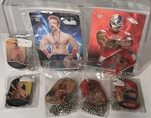 WWE Dog Tags Necklace Lot 7 Kofi Kingston Shawn Michaels Sheamus Rock Mysterio - Picture 1 of 3