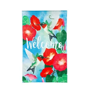 **OFFENE FLAGGE** Kolibri Hibiskus 13B9939 Immergrün Sackleinen Haus Flagge 28” x 44” - Bild 1 von 1