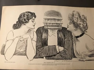 Estampado vintage 1906 ""El sexo débil"" de Charles Dana Gibson niñas y chicos - Imagen 1 de 2