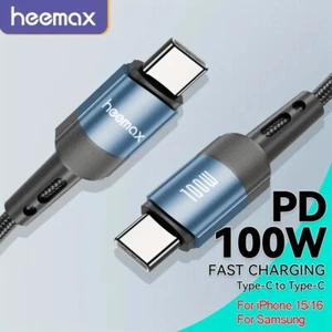 Type C to Type C Cable PD 100W Fast Charger Long Braided Alloy USB-C Lead - Picture 1 of 15