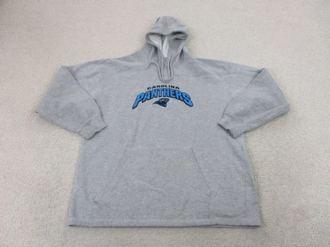 Carolina Panthers Sweater Adult Large Gray Blue NFL Football Hooded Mens A76* Cover