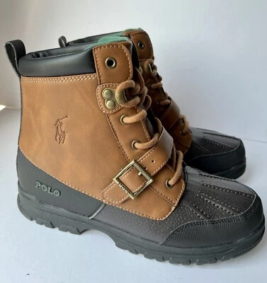 Ralph Lauren Niños Polo Niño Grande Colby Mid II Botas con Cordones EE. UU. 6 Tostado/Chocolate Foto 1 de 4