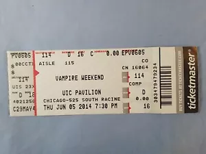 6-5-14 2014 VAMPIRE WEEKEND Vtg Full Concert Ticket Stub UIC Pavilion Chicago IL - Picture 1 of 2