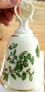 Lenox Holiday Bell 5.5” Christmas Holly Berry 24K Gold Decoration Made in USA  - Picture 1 of 10