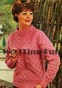 Knitting Pattern Vintage W omens Cable/Diamond Design Sweater/Jumper 36" - 40" - Picture 1 of 1