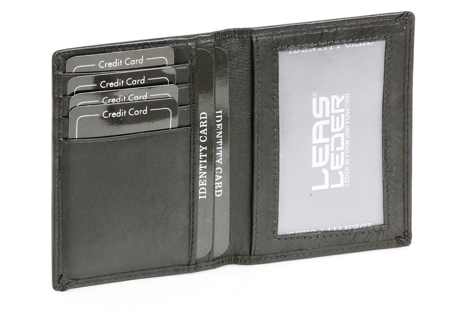 Ausweis- und Kreditkartenhülle/mappe/heft LEAS in Echt-Leder, Hochformat schwarz