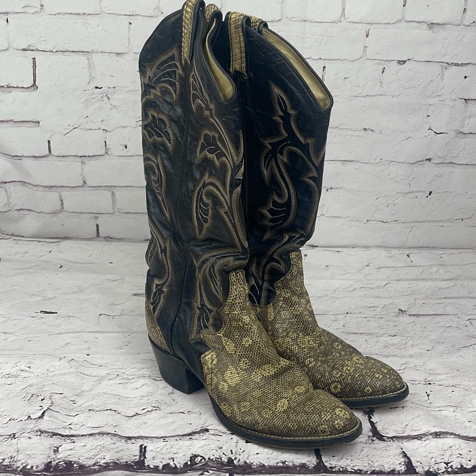 Botas Larry Mahan Cola de Anillo Lagarto De Colección Para Mujer 6 (260) B3N Punta Occidental Foto 1 de 4