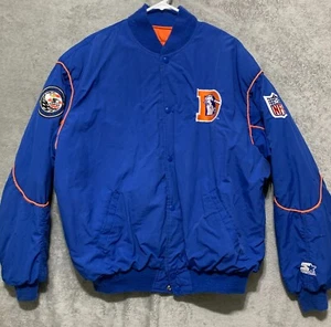VINTAGE Starter Jacket Mens XL Blue Orange Pro Line Denver Broncos Football - Picture 1 of 13
