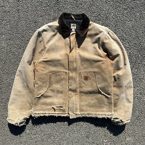 Carhartt Jacket Large Tall Tan Detroit J22 211 Vintage Distressed Workwear - Picture 1 of 20