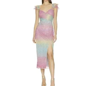 Saylor Myrah Pastel Ombre Metallic Taylor Rainbow Dress S - Picture 1 of 2