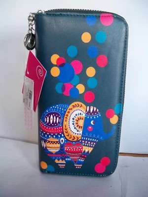 PORTAFOGLI GRANDE WALLET LARGE DOPPIA ZIP ECOPELLE ELEFANTE - Immagine 1 di 4