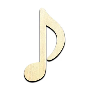 Music Note #4 Laser Cut Out Unfinished Wood Shape Craft Supply - Picture 1 of 6